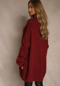 Renee - Bordowy Sweter Oversize z Wełną i Wiskozą Fedolina. Okazja: na co dzień. Kolor: czerwony. Materiał: wełna, wiskoza. Styl: casual #4