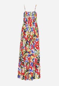 Born2be - Biało-Czerwona Wiskozowa Sukienka na Ramiączkach z Kopertowym Dekoltem i Gumką w Talii z Tiamalen. Okazja: na co dzień, na imprezę. Typ kołnierza: dekolt kopertowy. Kolor: biały. Materiał: wiskoza. Długość rękawa: na ramiączkach. Wzór: aplikacja. Typ sukienki: kopertowe. Styl: casual, klasyczny, elegancki, wizytowy #3