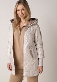 Born2be - Jasnoszara Pikowana Kurtka Przejściowa z Kapturem i Bocznymi Suwakami Mado. Okazja: na co dzień. Typ kołnierza: kaptur. Kolor: szary. Materiał: poliester, jeans. Styl: casual, klasyczny #8