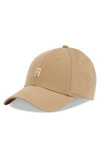 TOMMY HILFIGER - Tommy Hilfiger Czapka z daszkiem Elevated Chic Cap AW0AW17128 Khaki. Kolor: brązowy. Materiał: materiał, bawełna