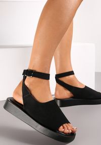 Renee - Czarne Sandały z Kwadratowym Noskiem na Platformie Kalila. Kolor: czarny. Obcas: na platformie #1