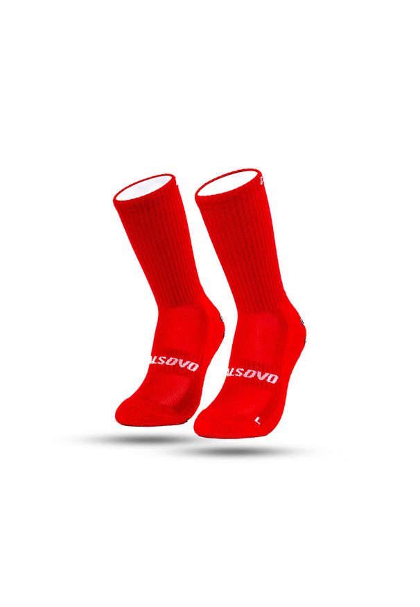 CALSOVO - Skarpetki z gripem - Antypoślizgowe - Jeden rozmiar - Piłka nożna. Kolor: czerwony. Materiał: bawełna, nylon, elastan. Sport: piłka nożna
