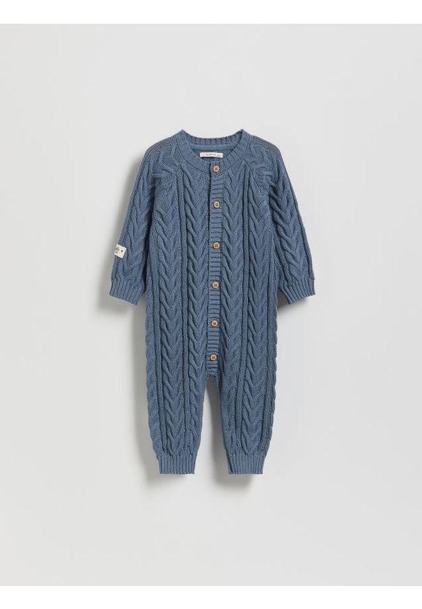 Reserved - Dzianinowy kombinezon - granatowy. Kolor: niebieski. Materiał: dzianina