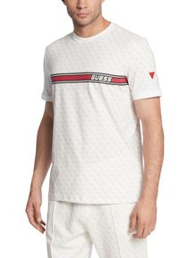 Guess - GUESS Biały męski t-shirt w monogram James, Rozmiar XXL. Okazja: na co dzień. Kolor: biały. Styl: casual #4
