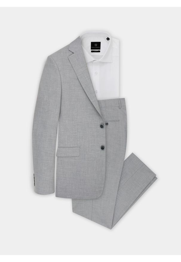 Pako Lorente - PAKO LORENTE – Szare spodnie garniturowe P22SF-6G-006-S-S. Kolor: szary. Materiał: poliester, wiskoza, elastan. Wzór: gładki. Styl: elegancki