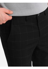 Ombre Clothing - Spodnie męskie o klasycznym kroju w delikatną kratę - czarne V5 - Rozmiar: XL. Kolor: czarny. Materiał: wiskoza, poliester, materiał. Styl: klasyczny #9