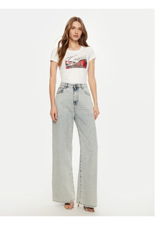 Guess T-Shirt W5RI03 J1314 Biały Regular Fit. Kolor: biały. Materiał: bawełna