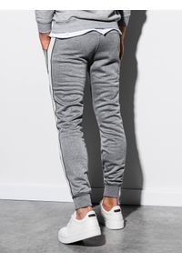 Ombre Clothing - Spodnie męskie dresowe P865 - szare - XXL. Kolor: szary. Materiał: dresówka