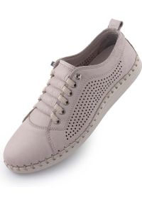 ENELL - Sneakersy skórzane Nell dla kobiet - Styl i komfort. Kolor: szary. Materiał: skóra