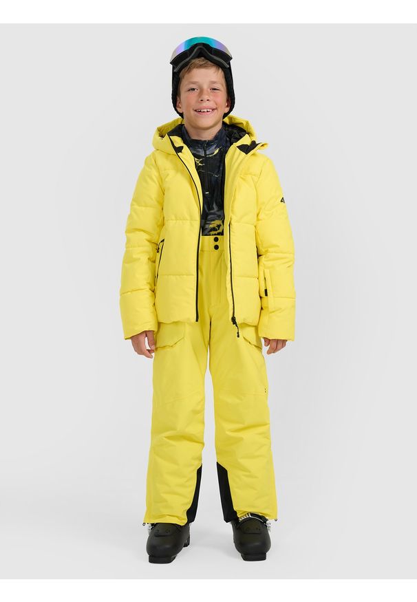 4f - 4F Kurtka narciarska membrana 5000 chłopięca - żółta 122 (6-7 lat). Kolor: żółty. Materiał: poliester, materiał. Sezon: lato