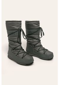 Moon Boot - Śniegowce High Nylon WP. Nosek buta: okrągły. Kolor: szary. Materiał: nylon. Szerokość cholewki: normalna. Obcas: na obcasie. Wysokość obcasa: średni #2