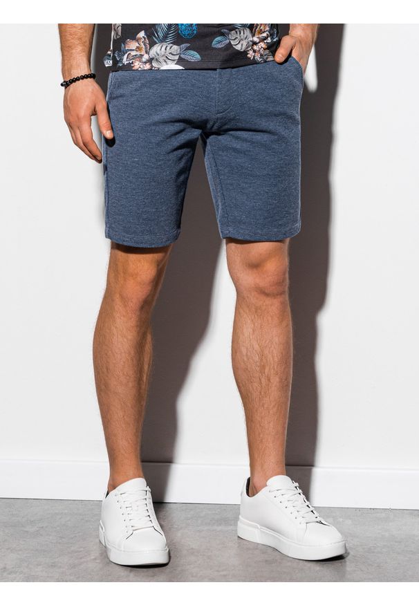 Niebieskie szorty Ombre Clothing eleganckie, krótkie