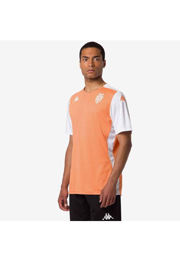 Kappa - Koszulka AS Monaco Abou Pro 8 2024/25. Kolor: wielokolorowy, biały, pomarańczowy. Sport: piłka nożna