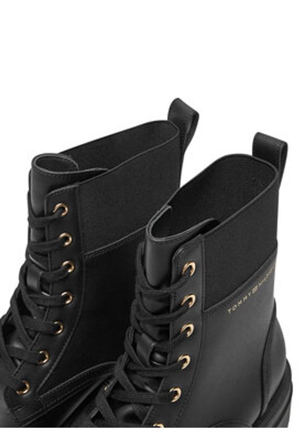 TOMMY HILFIGER - Tommy Hilfiger Trapery FW0FW08440 Czarny. Kolor: czarny. Materiał: skóra