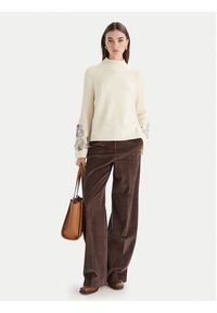 Luisa Spagnoli Golf Manico 100198 Écru Regular Fit. Typ kołnierza: golf. Materiał: wełna #3