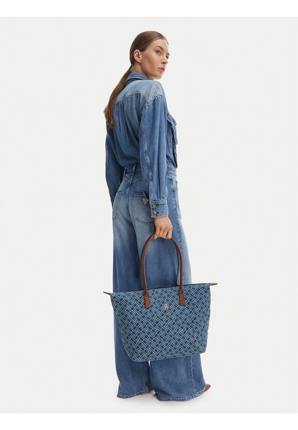 TOMMY HILFIGER - Tommy Hilfiger Torebka Popette Tote Denim Flag AW0AW18613 Niebieski. Kolor: niebieski