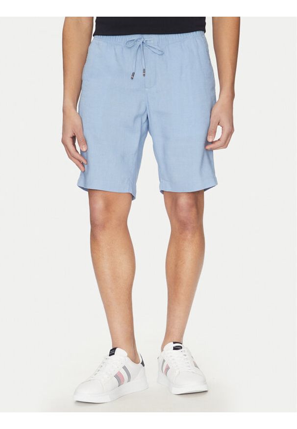 TOMMY HILFIGER - Tommy Hilfiger Szorty materiałowe Harlem MW0MW37804 Niebieski Regular Fit. Kolor: niebieski. Materiał: len