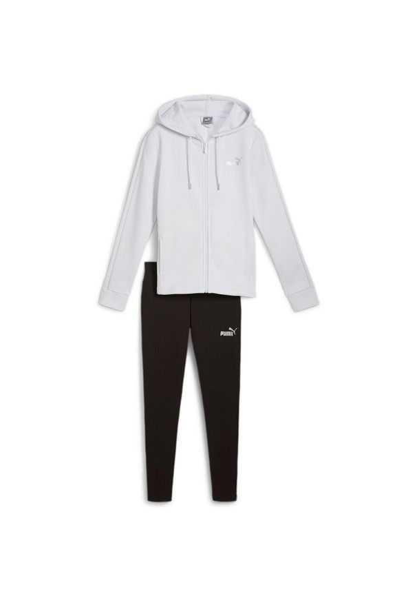 Dres damskie Puma Metallic Tracksuit Fl. Kolor: biały. Materiał: dresówka. Sport: fitness