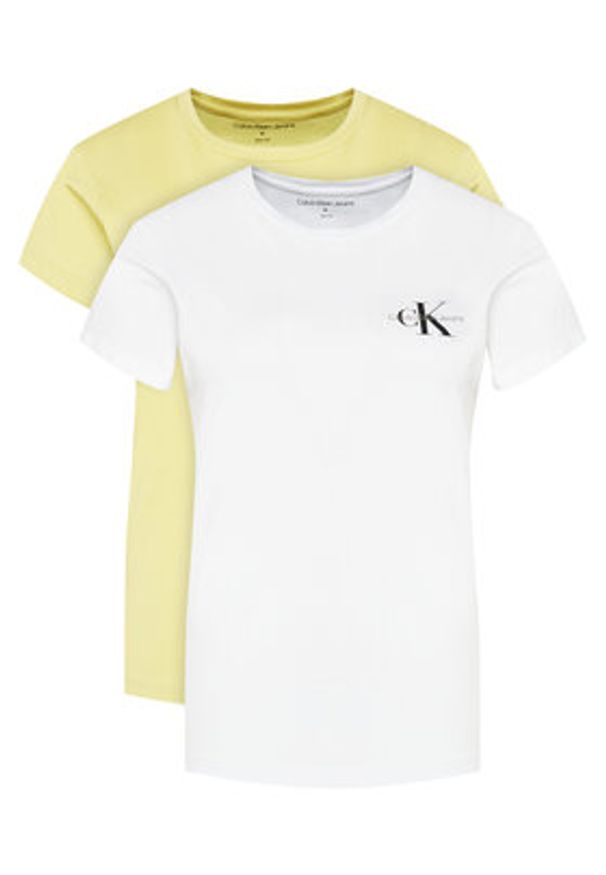 Calvin Klein Jeans Komplet 2 t-shirtów J20J219734 Żółty Slim Fit. Kolor: żółty. Materiał: bawełna