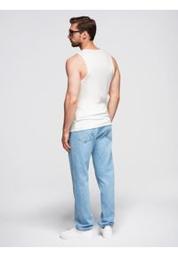 Ombre Clothing - Męska bawełniana koszulka basic na ramiączkach – biała V1 - Rozmiar: XXL. Kolor: biały. Materiał: bawełna. Długość rękawa: na ramiączkach. Sezon: lato #5