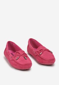 Born2be - Fuksjowe Mokasyny na Płaskiej Podeszwie z Kokardką Ariteia. Okazja: na co dzień, do pracy, na spotkanie biznesowe. Kolor: różowy. Materiał: jeans. Wzór: aplikacja. Obcas: na płaskiej podeszwie. Styl: casual, biznesowy, elegancki #2
