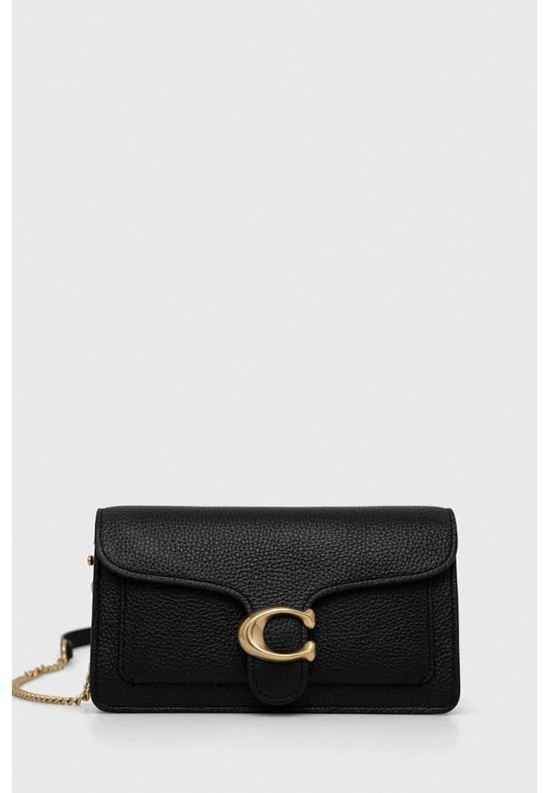 Coach torebka skórzana Tabby Chain Clutch kolor czarny. Kolor: czarny. Materiał: skórzane. Rodzaj torebki: na ramię