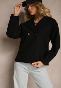 Renee - Czarny Płaszcz Dwurzędowy Krótki Poge. Kolor: czarny. Długość rękawa: długi rękaw. Długość: krótkie. Styl: klasyczny