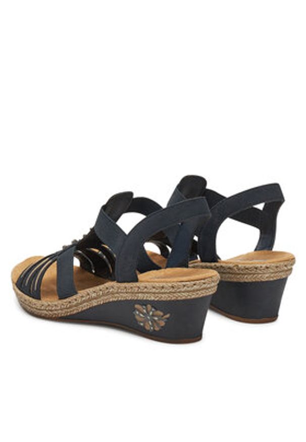 Rieker Sandały V2461-14 Granatowy. Kolor: niebieski. Materiał: skóra