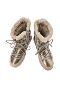 Śniegowce damskie Marco Tozzi, ocieplane futerkiem na grubej platformie z tworzywa, beżowe, 2-26413-45-344. Okazja: na spacer. Zapięcie: sznurówki. Kolor: beżowy. Szerokość cholewki: normalna. Wysokość cholewki: przed kolano. Materiał: futro. Sezon: zima. Obcas: na platformie. Styl: elegancki #5