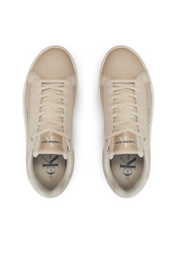 Calvin Klein Jeans Sneakersy Bold Platf Low Lace Lth Ml Mtl YW0YW01516 Beżowy. Kolor: beżowy. Materiał: skóra
