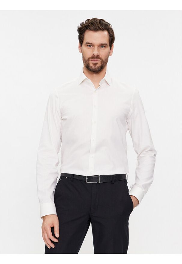 Calvin Klein Koszula Structure K10K112083 Biały Slim Fit. Kolor: biały. Materiał: bawełna