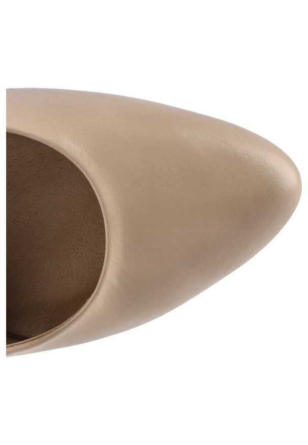 Beżowe Czółenka Espirito Damskie Eleganckie Obuwie. Okazja: na co dzień, na spotkanie biznesowe. Kolor: beżowy. Materiał: skóra. Obcas: na obcasie. Styl: elegancki. Wysokość obcasa: średni