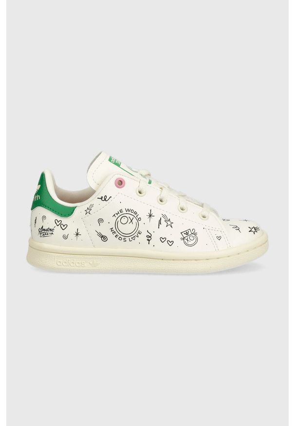 adidas Originals sneakersy dziecięce Stan Smith kolor biały. Nosek buta: okrągły. Zapięcie: sznurówki. Kolor: biały. Materiał: guma. Model: Adidas Stan Smith