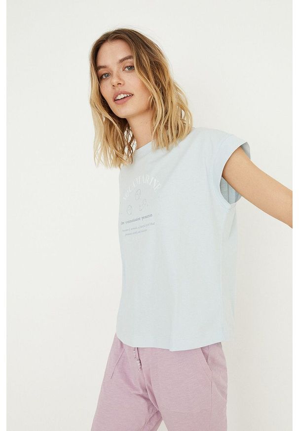 Women Secret - women'secret t-shirt piżamowy Minerals damska kolor turkusowy bawełniana. Kolor: turkusowy. Materiał: bawełna. Długość: krótkie. Wzór: nadruk