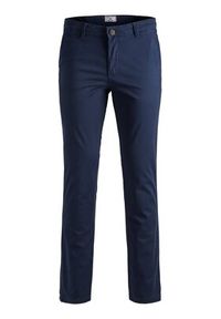 Jack & Jones - Jack&Jones Chinosy Marco 12150148 Granatowy Slim Fit. Kolor: niebieski. Materiał: bawełna