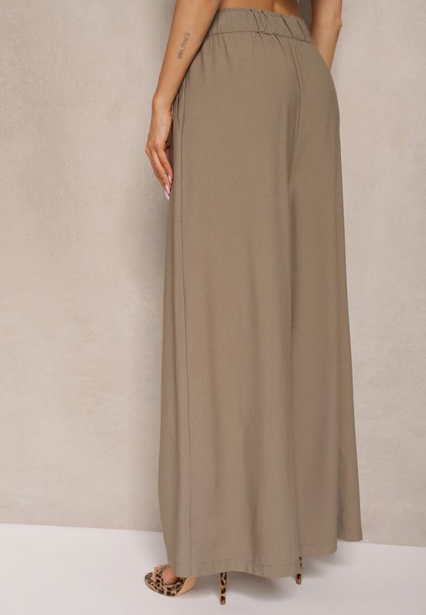 Renee - Zielone Szerokie Spodnie z Wiskozy Mevilia. Okazja: na co dzień. Kolor: zielony. Materiał: wiskoza. Styl: elegancki, casual