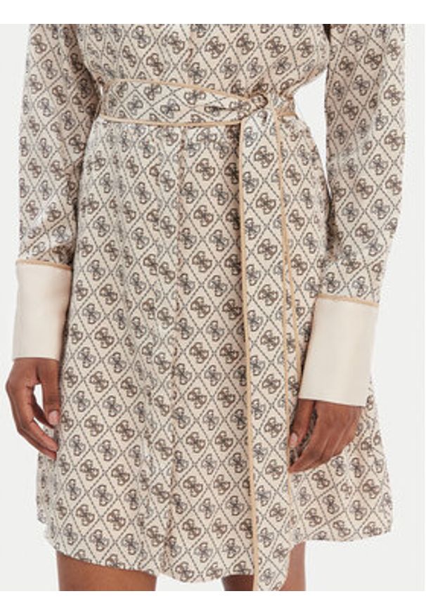 Guess Sukienka koszulowa W6RK90 WF1T2 Beżowy Regular Fit. Kolor: beżowy. Materiał: syntetyk. Typ sukienki: koszulowe