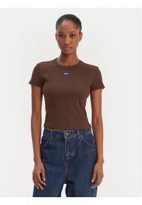 Hugo - HUGO T-Shirt Baby 50510749 Brązowy Slim Fit. Kolor: brązowy. Materiał: bawełna #1