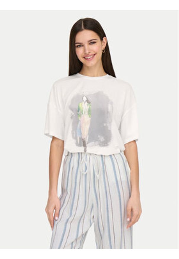 only - ONLY T-Shirt Melina 15342876 Biały Regular Fit. Kolor: biały. Materiał: syntetyk