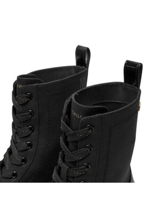 TOMMY HILFIGER - Tommy Hilfiger Trapery Flag Ventile Lace Up Boot FW0FW08287 Czarny. Kolor: czarny. Materiał: materiał