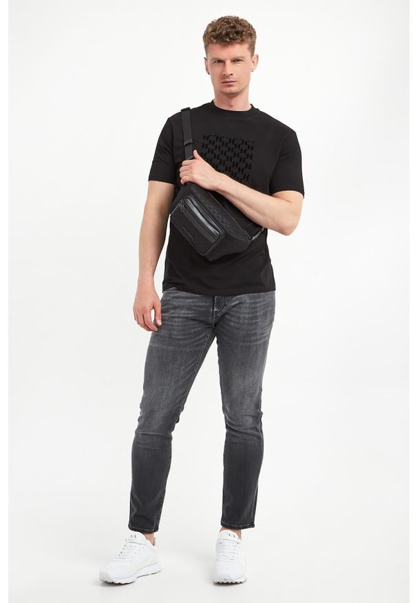 Karl Lagerfeld - T-shirt męski z haftem KARL LAGERFELD. Wzór: haft