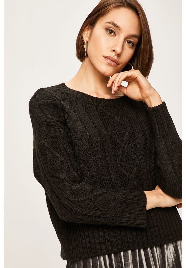 ANSWEAR - Answear - Sweter. Kolor: czarny. Materiał: materiał, wiskoza, dzianina, akryl, poliamid. Wzór: gładki