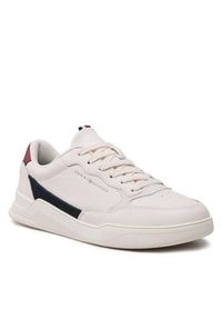 TOMMY HILFIGER - Tommy Hilfiger Sneakersy Elevated Cupsole Leather FM0FM04490 Beżowy. Kolor: beżowy. Materiał: skóra #5