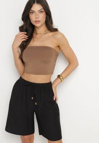 Born2be - Czarne Szorty Ozdobione Sznurkiem Lunareina. Okazja: na co dzień. Kolor: czarny. Wzór: aplikacja. Sezon: lato. Styl: casual #7