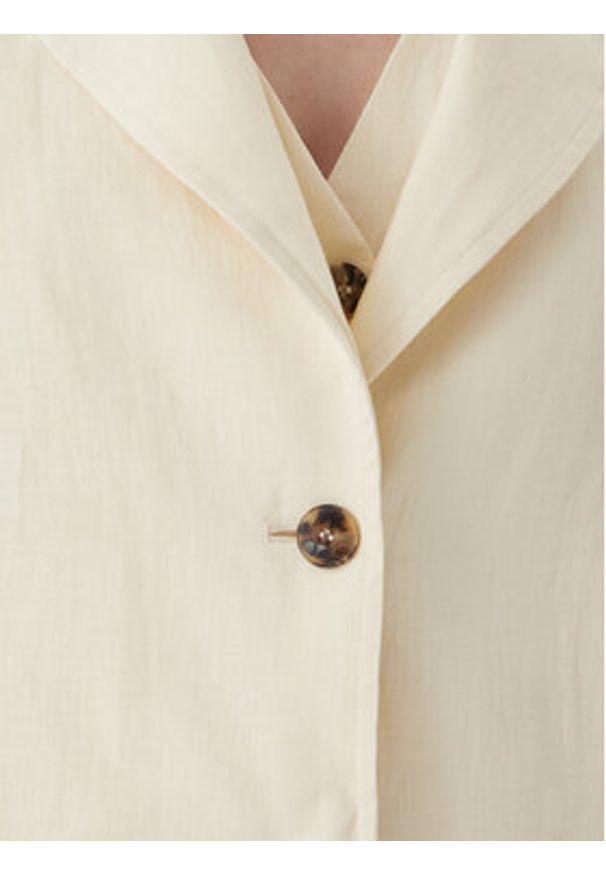 Marella Marynarka Papiro 2615041042 Écru Regular Fit. Kolor: kremowy. Materiał: len