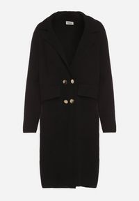 Born2be - Czarny Elegancki Długi Płaszcz Dwurzędowy Oritusa. Okazja: na co dzień, na spacer. Kolor: czarny. Materiał: jeans. Długość: długie. Styl: elegancki #7