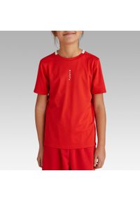 KIPSTA - Koszulka do piłki nożnej dla dzieci Kipsta Essential. Kolor: czerwony. Materiał: poliester, materiał. Sezon: lato. Sport: piłka nożna #2
