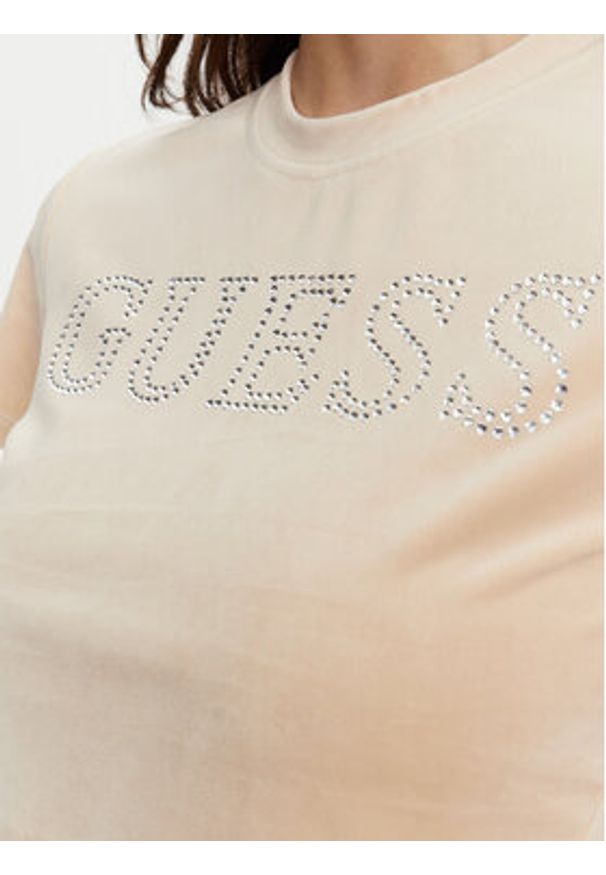 Guess T-Shirt V3BI01 K0232 Beżowy Regular Fit. Kolor: beżowy. Materiał: syntetyk