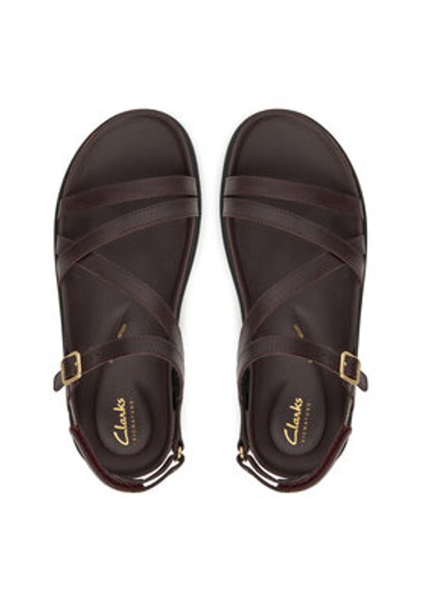 Clarks Sandały Aristella Rose 26181262 Bordowy. Kolor: czerwony. Materiał: skóra