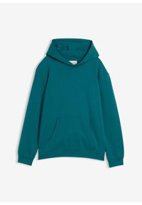 bonprix - Bluza z kapturem, z miękkiego materiału z bawełną. Typ kołnierza: kaptur. Kolor: niebieski. Materiał: bawełna, materiał #1